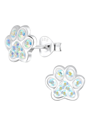 Sterling Silver Paw Print Ear Studs