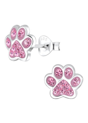 Sterling Silver Paw Print Ear Studs