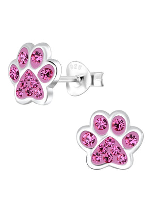 Sterling Silver Paw Print Ear Studs